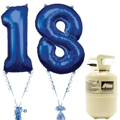 Age 18 Blue Foil Kit With Helium, Ribbon And Weights