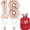 Age 18 Rose Gold Foil Kit With Helium, Ribbon And Weights