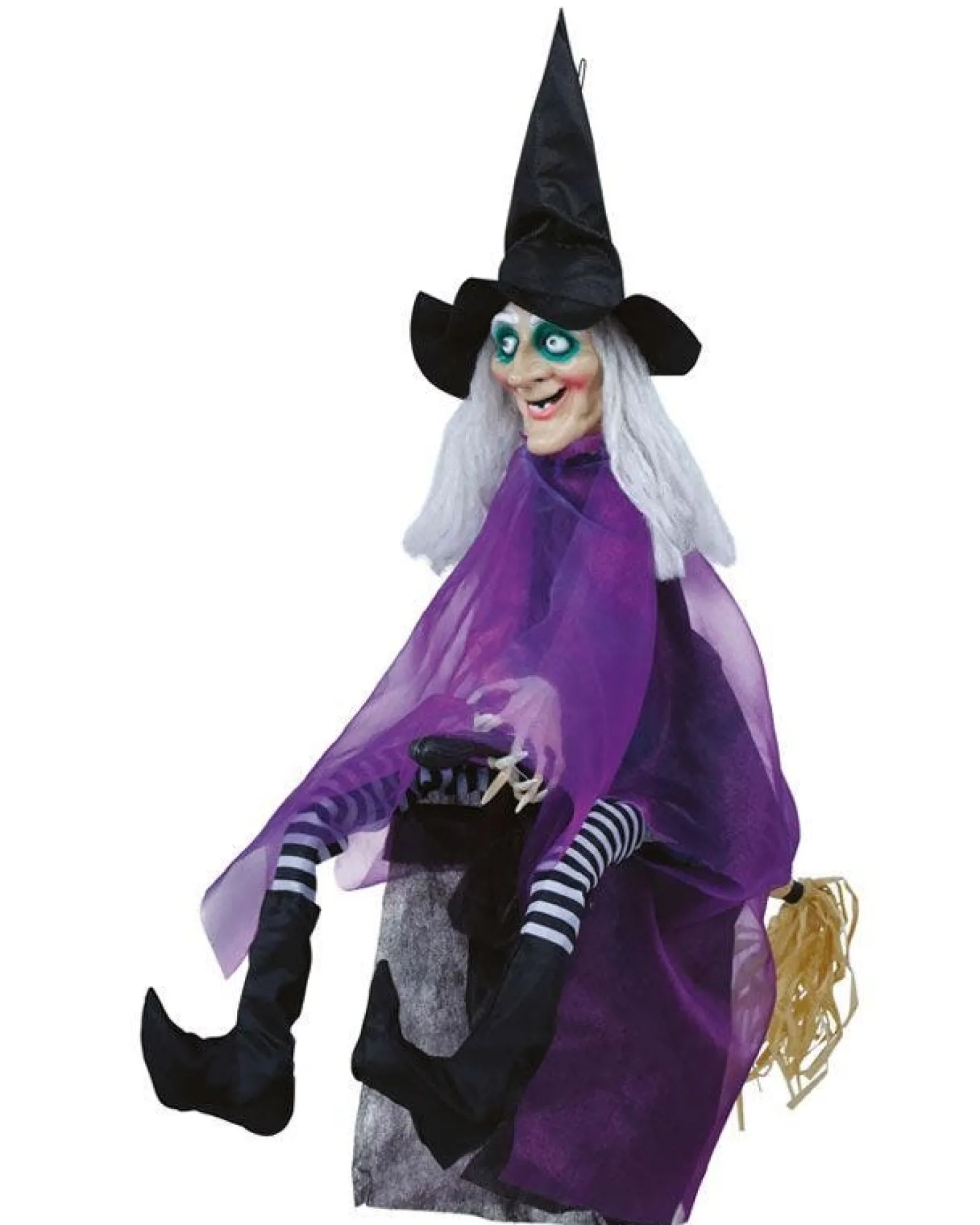 Animated Witch On A Broom - 90Cm