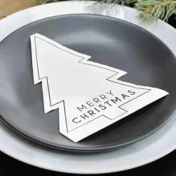 Black And White Merry Christmas Paper Napkins (16Pk)