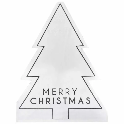 Black And White Merry Christmas Paper Napkins (16Pk)