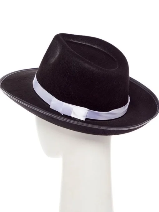 Black Gangster Fedora Hat