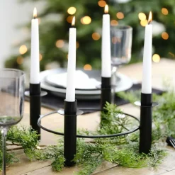 Black Metal Circular Candle Holder - 27.5Cm