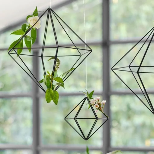 Black Metal Geometric Hanging Decoration - 15Cm