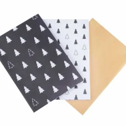 Black, White & Kraft Christmas Tree Print Wrapping Paper (3Pk)