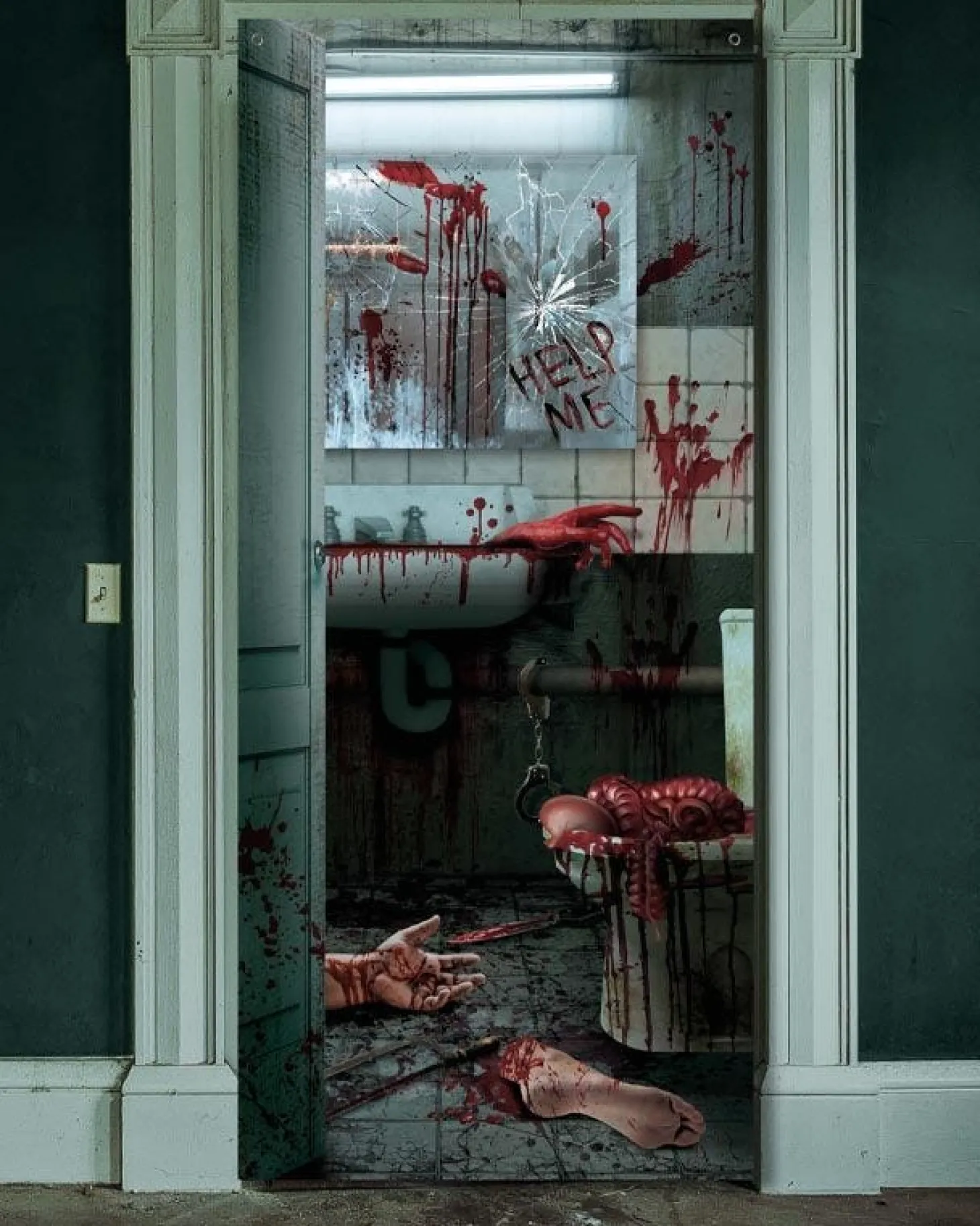 Bloody Bathroom Door Scene