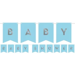 Blue & Silver Customisable Ribbon Banner With Stickers - 1.7M