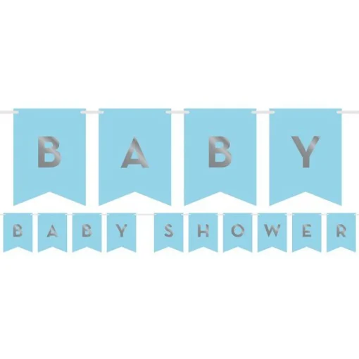Blue & Silver Customisable Ribbon Banner With Stickers - 1.7M