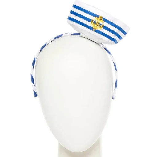 Blue & White Mini Sailor Hat Headband