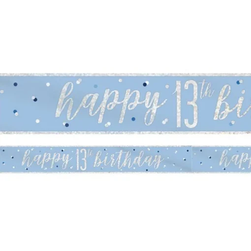Blue 'Happy 13Th Birthday' Plastic Banner - 2.75M
