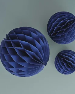 Blue Paper Honeycomb Hanging Decorations (3Pk)