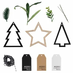 Christmas Wooden Icons And Ribbon Gift Tags (9Pk)