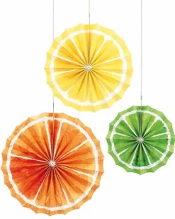Citrus Fruit Tissue Paper Fans (3Pk)