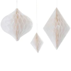 Contemporary Wedding White Honeycomb Decorations (3Pk)