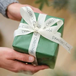 Cream Merry Christmas Ribbon - 5M