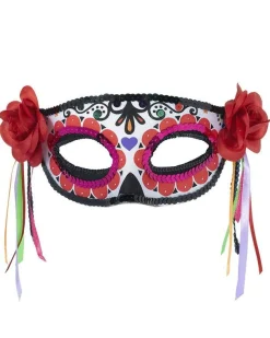 Day Of The Dead Masquerade Mask With Ribbons