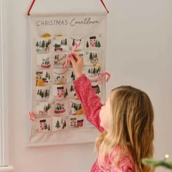 Fabric Christmas Scene Advent Calendar - 53Cm X 35Cm