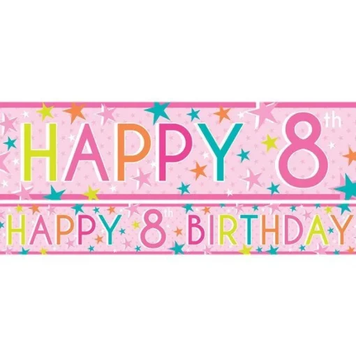 Girls 8Th Birthday Paper Banners - 1M (3Pk)