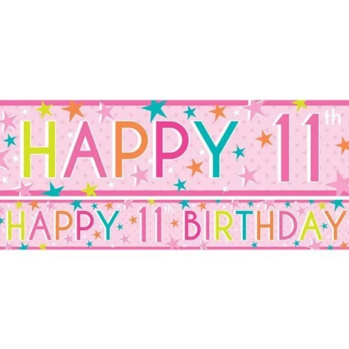 Girls 11Th Birthday Paper Banners - 1M (3Pk)