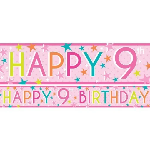 Girls 9Th Birthday Paper Banners - 1M (3Pk)
