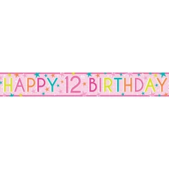 Girls 12Th Birthday Paper Banners - 1M (3Pk)