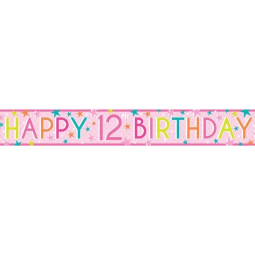 Girls 12Th Birthday Paper Banners - 1M (3Pk)