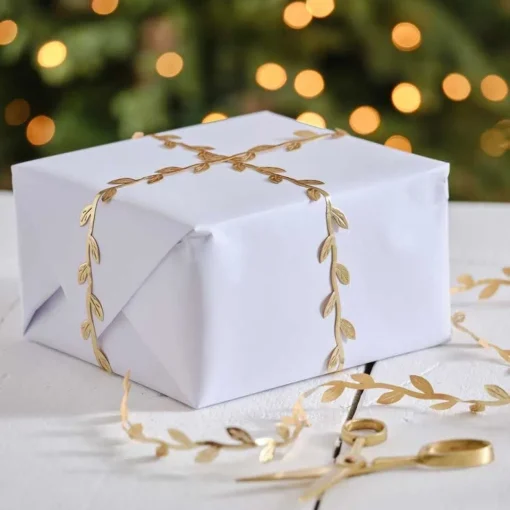 Gold Leaf Christmas Ribbon - 3M