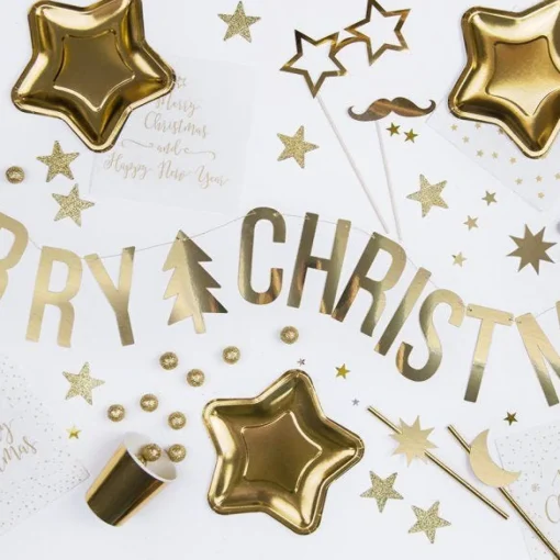 Gold Merry Christmas Banner - 1.5M