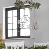 Gold Metal Hoop With Foliage & Wooden Hanging Decorations - 40Cm