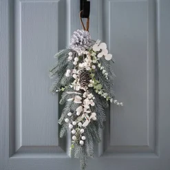 Green And White Foliage Door Swag