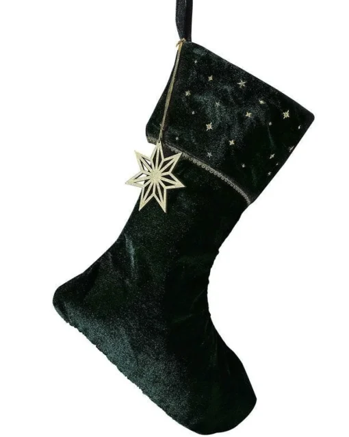 Green Velvet With Embroidery Stocking