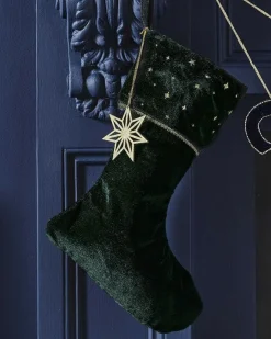 Green Velvet With Embroidery Stocking