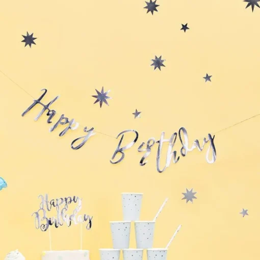 Happy Birthday Silver Banner - 0.6M