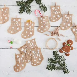 Hessian Stockings Advent Calendar (24Pk)