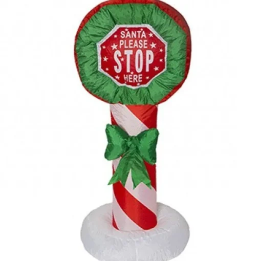 Inflatable Light Up Santa Stop Here Sign - 1.2M