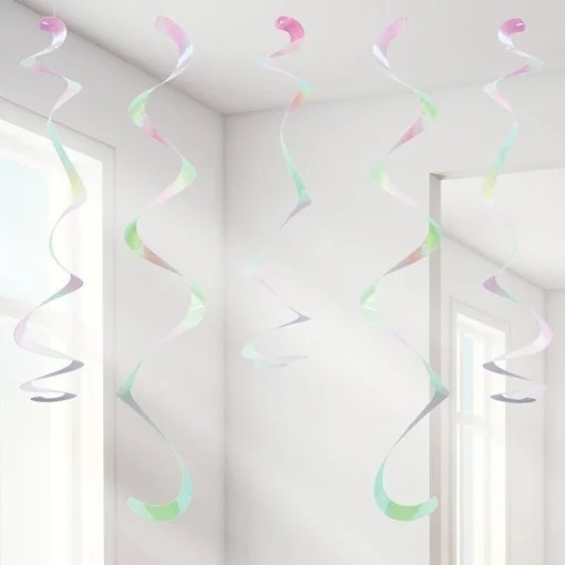 Iridescent Hanging Swirls - 45Cm (10Pk)