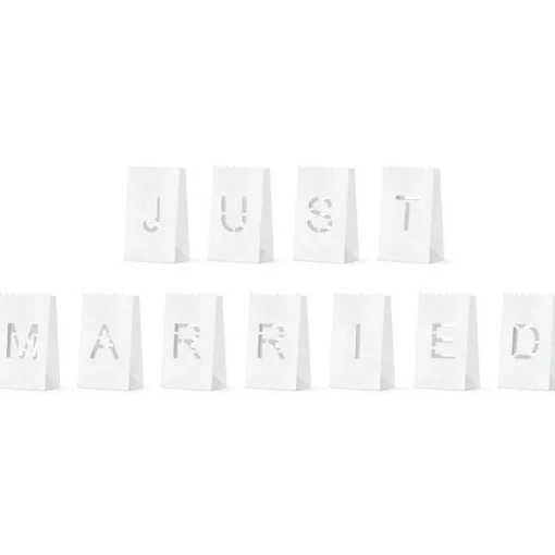 Just Married Lantern Candle Bags - 19Cm (11Pk)