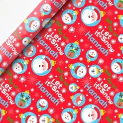 Let It Snow Christmas Personalised Wrapping Paper - 62 X 100Cm Sheet