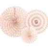 Light Pink Patterned Paper Fans 23Cm-40Cm (3Pk)
