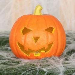 Light Up Smiley Carved Pumpkin - 16Cm
