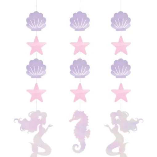 Mermaid Shine Iridescent Hanging Cutouts - 57Cm (3Pk)