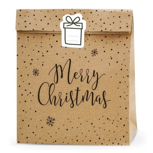 Merry Christmas Kraft Gift Bags - 27Cm (3Pk)