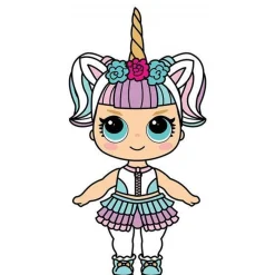 Mini Cute Doll With Large Eyes & Unicorn Horn - 91Cm X 47Cm