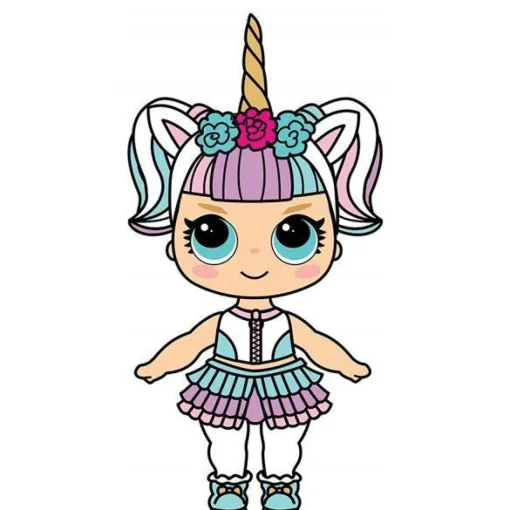 Mini Cute Doll With Large Eyes & Unicorn Horn - 91Cm X 47Cm