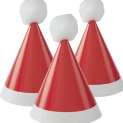 Mini Pom Pom Santa Party Hats (8Pk)