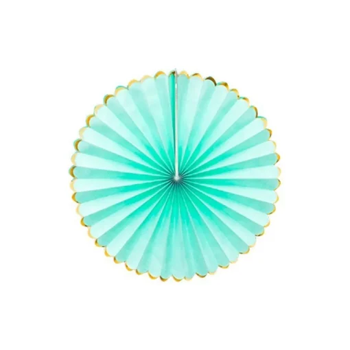 Mint Green & Gold Paper Fans (3Pk)