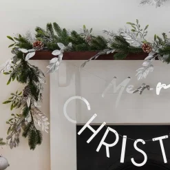 Mistletoe, Pine Cones & Silver Foliage Garland - 1.8M