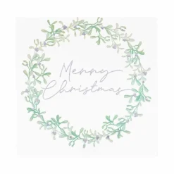 Mistletoe Weath Merry Christmas Paper Napkins - 33Cm (16Pk)