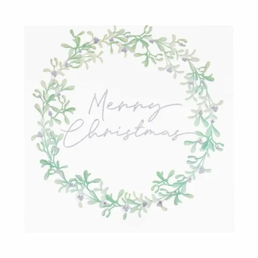 Mistletoe Weath Merry Christmas Paper Napkins - 33Cm (16Pk)