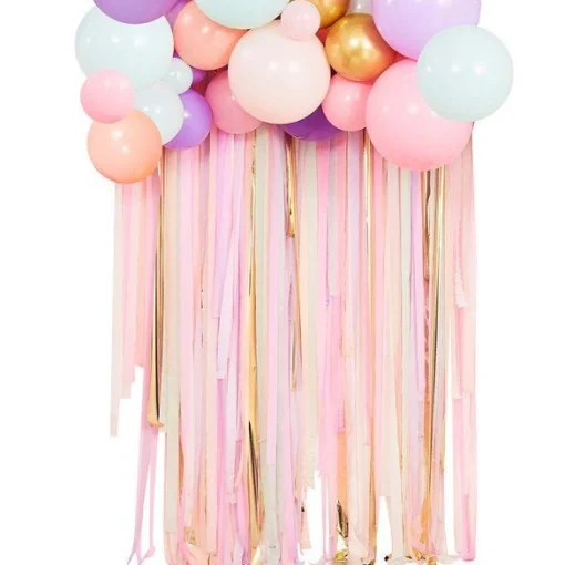 Mix It Up Pastel Streamer & Balloon Garland Backdrop Kit - 75 Balloons